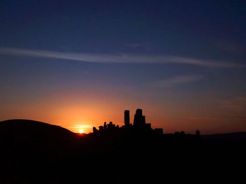 Sunrise over Corfe Castle