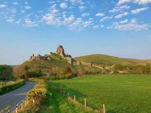 Corfe Castle view from the Rings