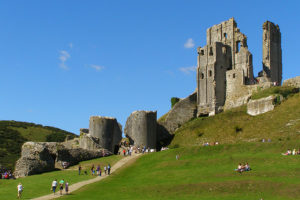 Corfe Castle keep from the Outer Bailey