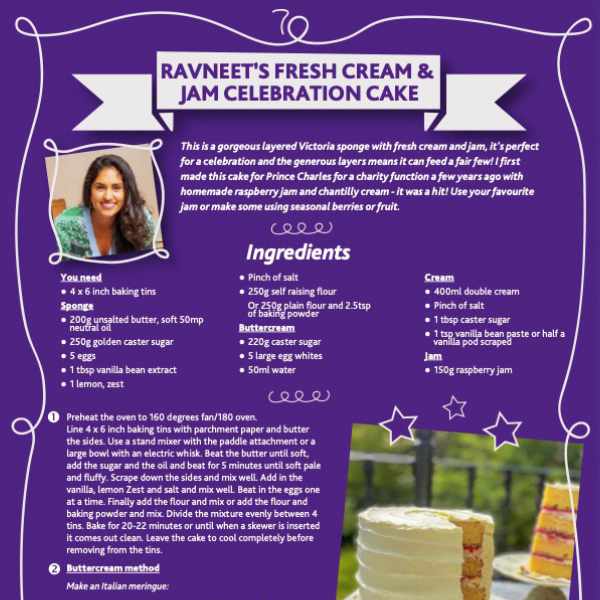 Ravneet's Cream Jam Celebration Cake Recipe