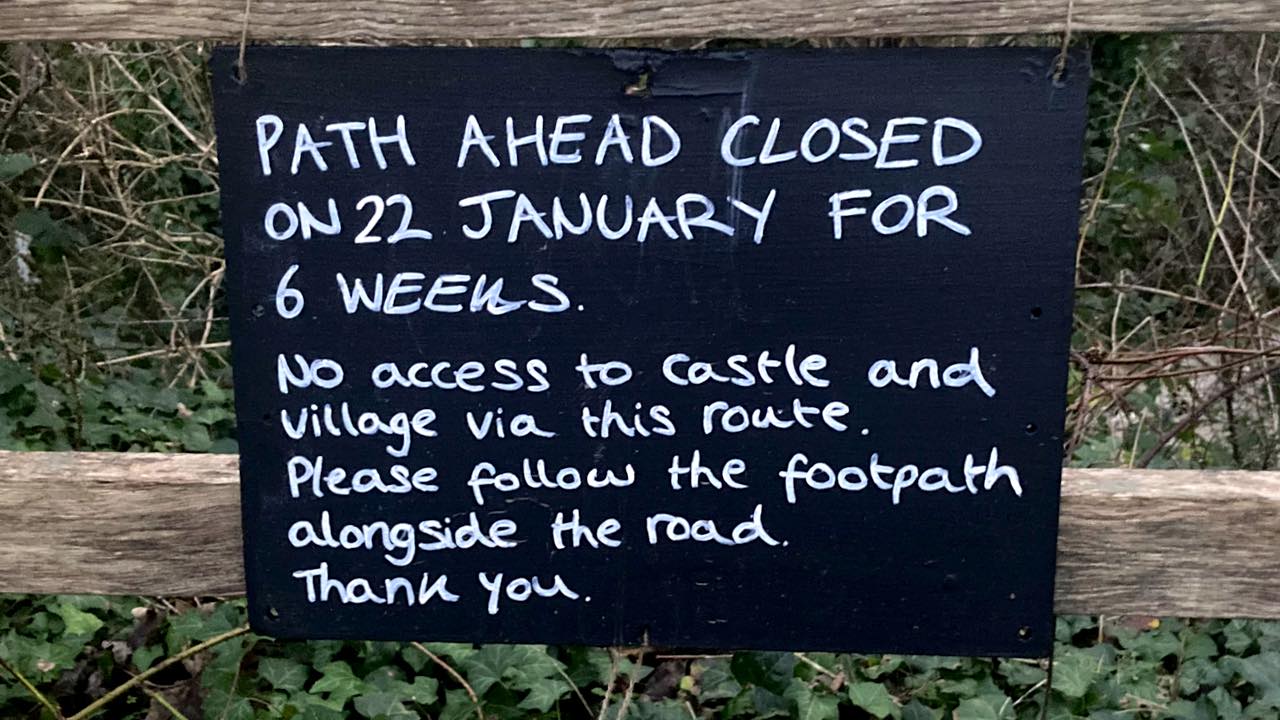 Closure of footpath from Castle View Car Park